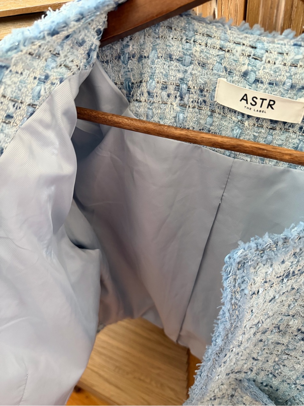 ASTR Powder Blue Tweed Cropped Blazer - Picture 3 of 5